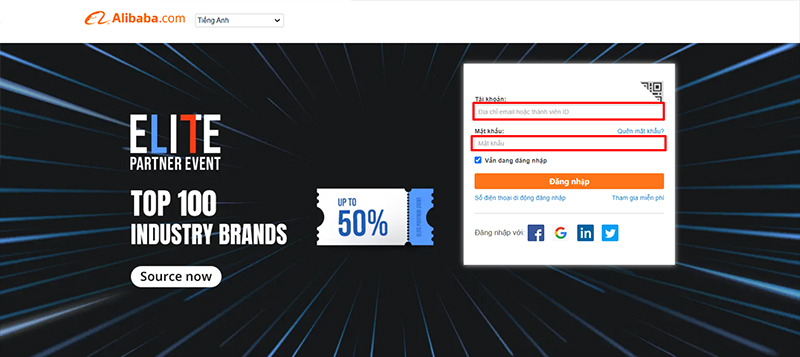 Nhập thông tin tài khoản