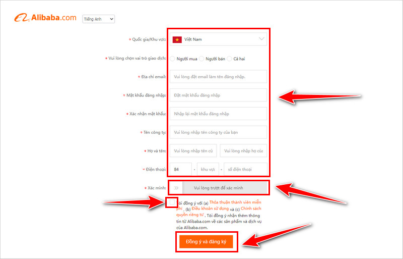 Điền thông tin đăng ký