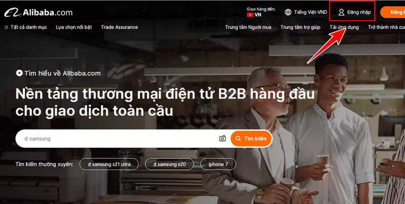 Truy cập trang đăng ký tài khoản Alibaba