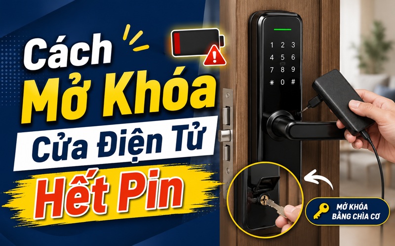cách mở khóa cửa điện tử hết pin