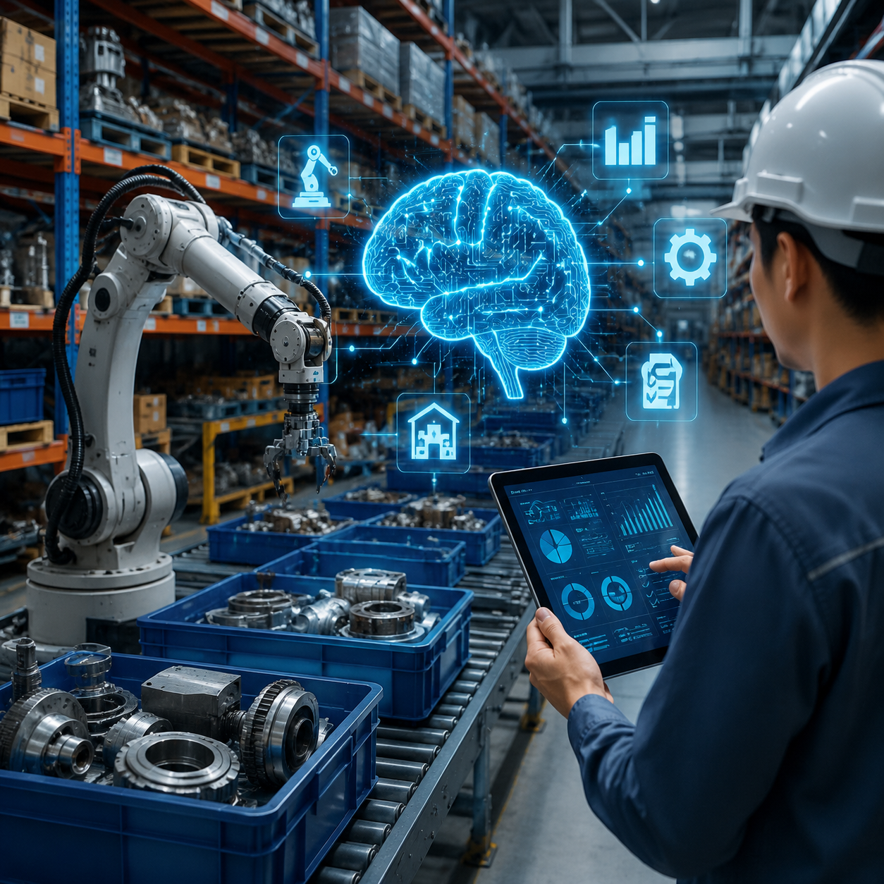 AI tự động hóa quy trình kho vật tư và phụ tùng máy móc trong nhà xưởng